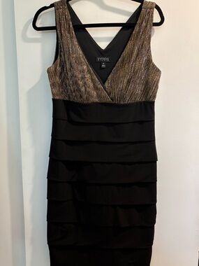 Enfocus Studio Black Dress with Metallic Gold Bodice